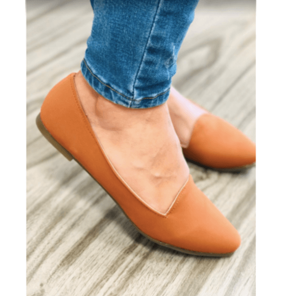 Balerina Style Shoes for Women, Made in Suede in Camel Color
